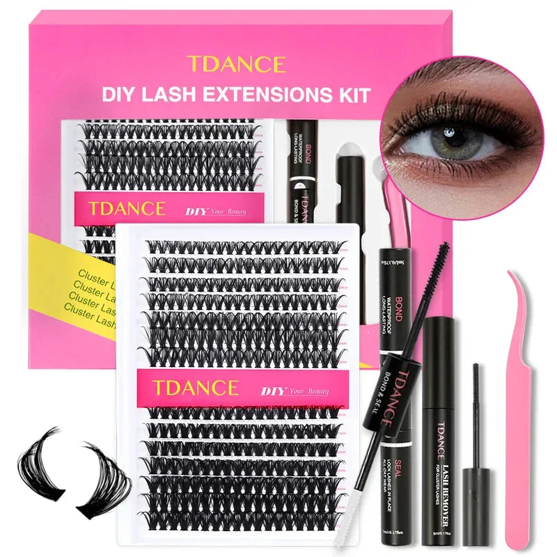 TDANCE 280PCS DIY Mix Clusters Kit 30D/40D Lash Bond and Seal and Remover Accessories Self-Grafting EyeLashes Extension At Home, Nisha Nashea LLC